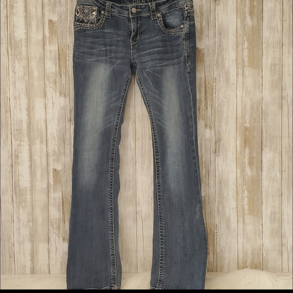 Grace Rhinsetone Bootcut Jeans Size 30